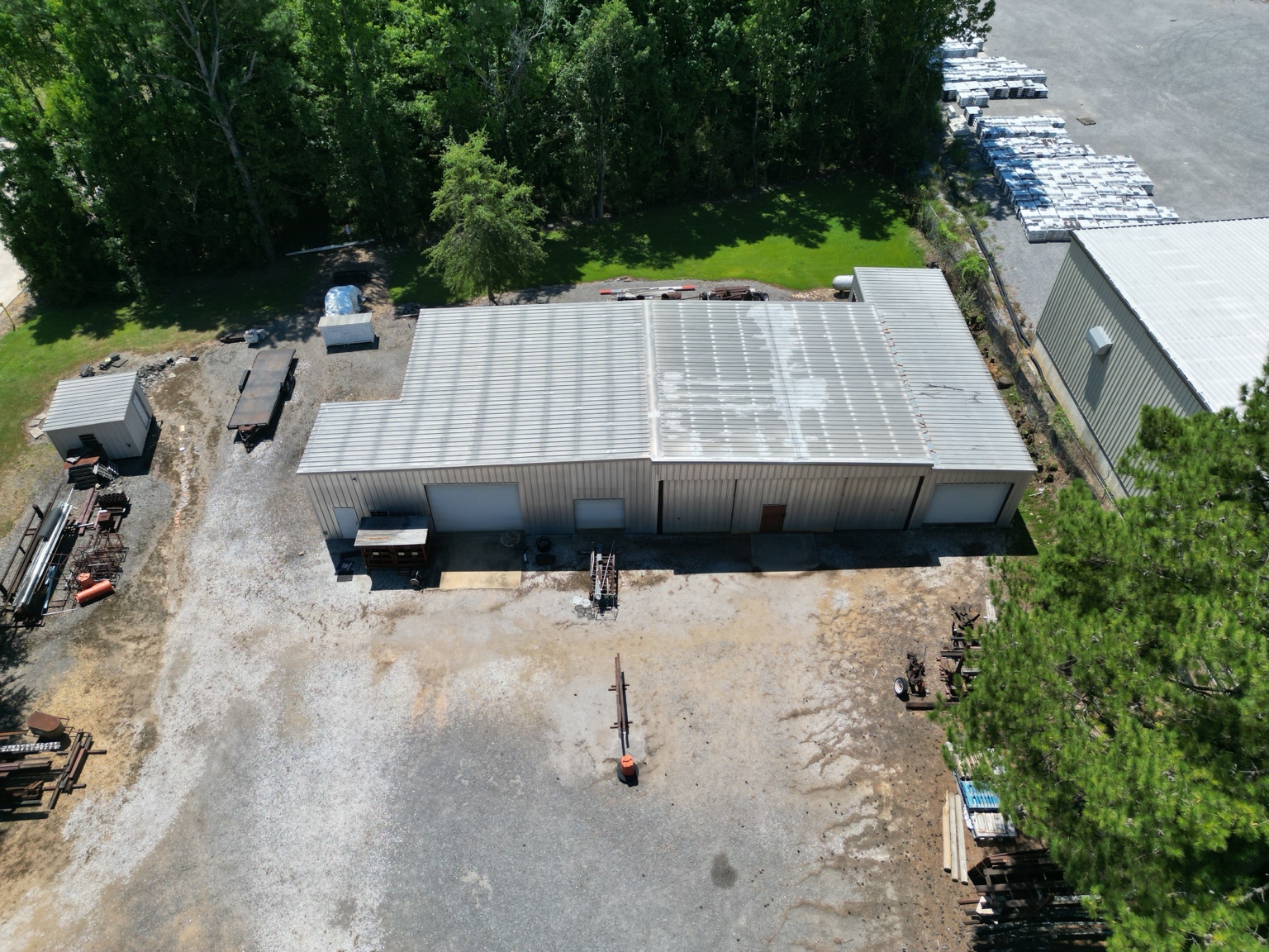 Main commercial building and yard area.